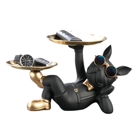 Loyal Luxe – The Bulldog Butler Resin Tray Sculpture