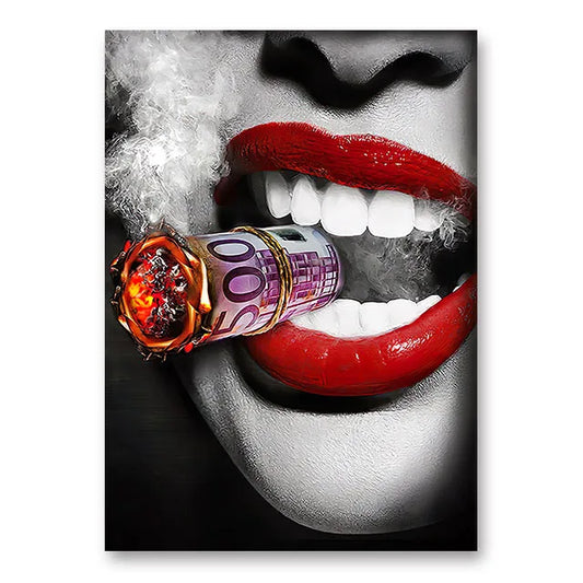 Smoke & Power | Gangsta Girl Canvas with Lips