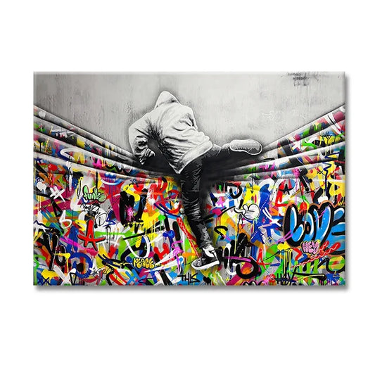 Banksy Boy – Modern Graffiti Canvas Art