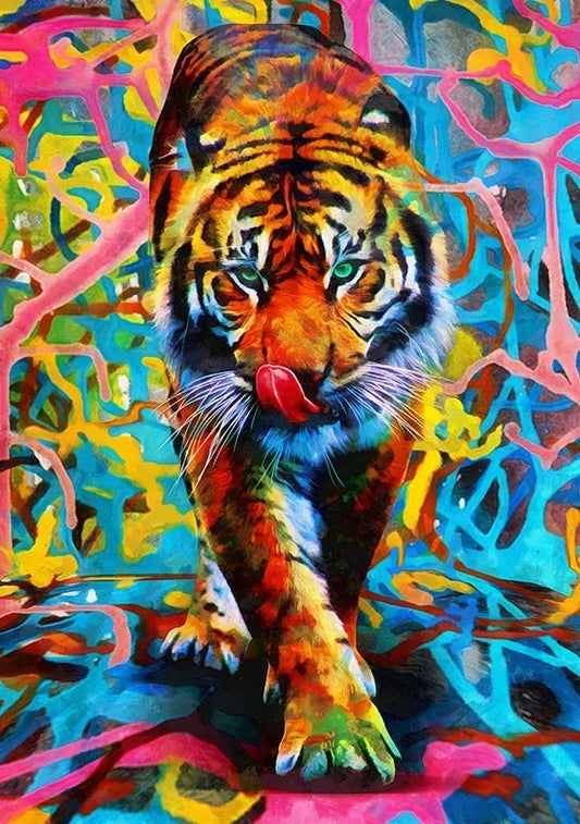 Soul of the Jungle – Abstract Colorful Tiger Wall Art