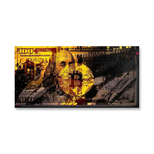 Bitcoin $100 Bill Canvas Art – Crypto Trader Wall