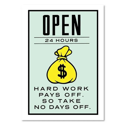 No Days Off Monopoly Canvas | Hustle Motivation